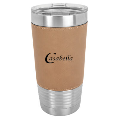 20 oz. Laserable Leatherette Polar Camel Tumbler with Clear Lid  Thumbnail