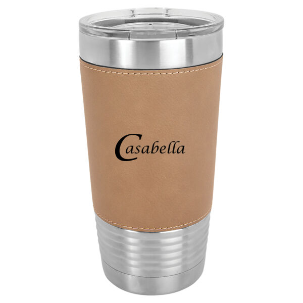 20 oz. Laserable Leatherette Polar Camel Tumbler with Clear Lid  Thumbnail